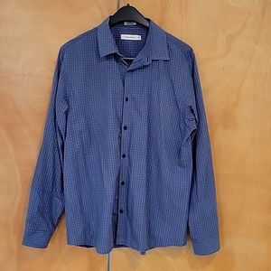 Calvin Klein 100% cotton blue small plaid shirt, size L